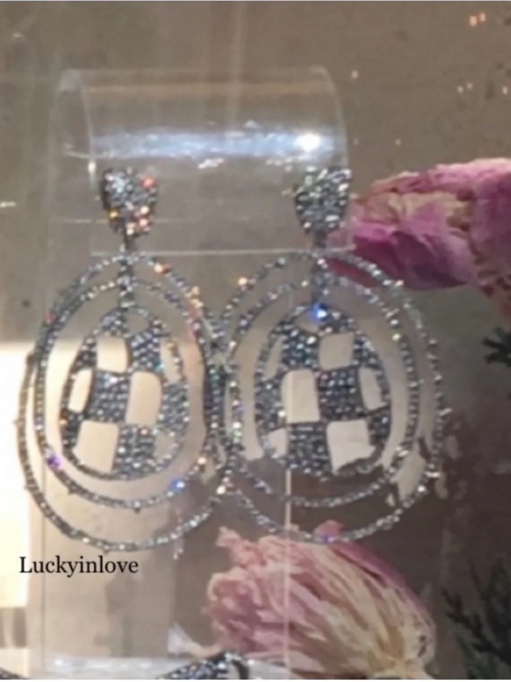 ALEXIS BITTAR • Silver Checkerboard Orbiting Hoop Crystal Earrings